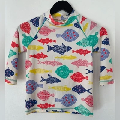 Camisa de natación Mini Boden con estampado de peces protección contra erupciones talla 9/10Y Foto 1 de 3