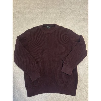 Express Men 100% cotton Burgundy Waffle Knit Crewneck Sweater Size L - Image 1 of 4