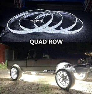 【】JHB (4) 15.5" QUAD ROW WHITE Remote+Switch Strobes LED Trucks Wheel Rim Lights - Picture 1 of 9