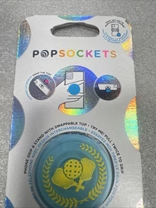 🔥 NEW Pickleball PopSockets Pop PopGrip Swap Top Phone Grip Stand Clear Blue - Picture 1 of 3