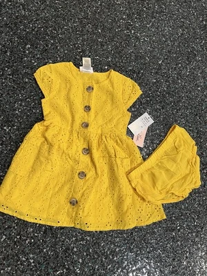 Vestido Little Lass Nuevo con Etiquetas Niñas Pequeñas 24 Meses Amarillo Otoño Ojales con Cubierta de Pañal Foto 1 de 4