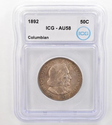 1892 Columbian Exposition Commemorative Half Dollar AU58 ICG Nice Tone *9108 - Image 1 of 3