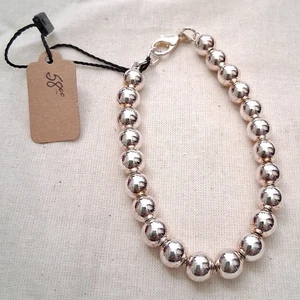 925 Sterling Silver beaded Ball bracelet Polished 8 Inches Unbranded  - Picture 1 of 3