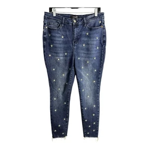 Judy Blue Jeans Skinny Fit Embroidered Stars Stretch Womens 15/32 Cotton BOHO - Picture 1 of 15