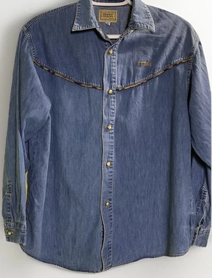 Camisa de mezclilla manga larga de colección adivina para mujer M con botones occidental rara Foto 1 de 4