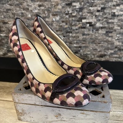 Zapatos de salón Oscar de la Renta tejidos multicolores talla 10 M marrón rosa tostado Foto 1 de 4