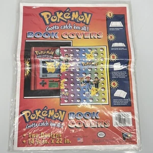 Vintage Pokemon Book Covers 14.5" X 22" New Old Stock Sealed 1999 Nintendo Set 2 - Picture 1 of 9