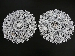 Napperons ronds anciens dentelle d'Irlande vers 1900 vendu par 2 Diamètre 16 cm - Bild 1 von 12