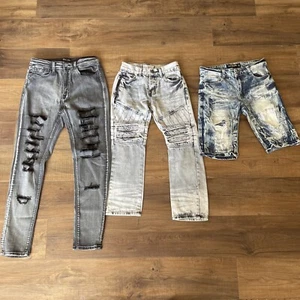 Various Brands Jeans Denim Distressed Blue Jeans & Jean Shorts Lot-Sizes 11-12 - Picture 1 of 17