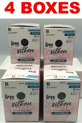 L'eggs Women's Silken Mist 8 Pair Silky Sheer Leg Panty Hose, Size B, Black Mist - Image 1 of 4