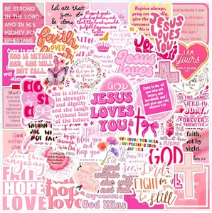 100 PCS Pink Bible Verse Stickers for Bible Journaling and Water Bottles - Picture 1 of 12
