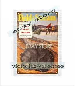 living room wall lodge 1958  bear hunter metal tin sign cabindecor - Picture 1 of 4