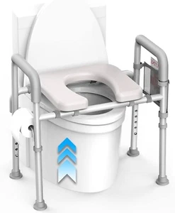 Raised Toilet Seat Padded Handles Elderly Handicap Bathroom Riser, Shower Chair - Picture 1 of 9