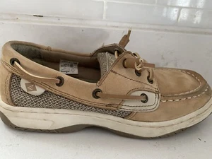 Sperry Top-Sider Size 1 - Ivyfish Junior Leather Boat Shoe Linen Oat- Worn Once - Picture 1 of 5