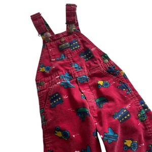 Mono de pana OshKosh B'Gosh de colección 4T aviones rojos autobús transporte impresión - Imagen 1 de 6