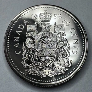1993 Canadian 50Cent Piece Proof-Like Coin. Uncirculated Beautiful Shiny Coin!! - Picture 1 of 10