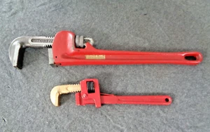 2 - Vintage Steel Pipe Wrenches P&C 10" and SUPER EGO 18" Pipe Wrench - Picture 1 of 5