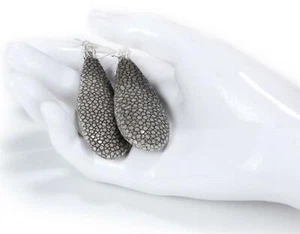 Ohrringe Rochenleder Stingray Leather jewellery schmal I Sterling Silber 925 - Picture 1 of 2