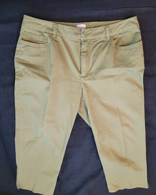Chicos Talla 3 US/XL 16 Jean Corte Capri 23" Entrepierna Verde Oliva Foto 1 de 4