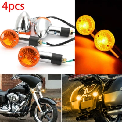 4x luzes de pisca-pisca cromadas para motocicleta Yamaha V Star 1300 XVS1300A - Imagem 1 de 4
