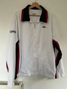 Lacoste Sport Windbreaker Track Jacket Mens 2XL XXL White Blue Red Y2K Devanlay - Picture 1 of 15