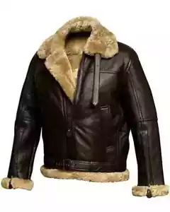 MENS RAF B3 AVIATOR SHEEP SKIN LEATHER BOMBER WINTER FLYING PILOT JACKET - Picture 1 of 4