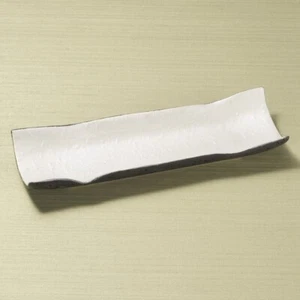 Mino ware Slim rectangular plate with washi paper style and mica silver accents - Picture 1 of 2