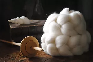 FALKLAND Undyed Combed Top Natural Wool Roving Spinning Felting fiber - 4 oz - Picture 1 of 3