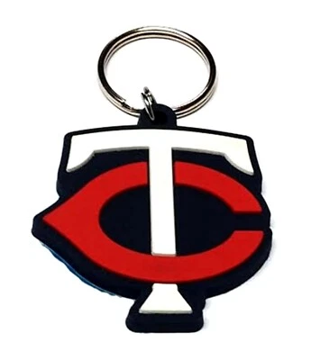 MINNESOTA TWINS KEYCHAIN LOGO SOFT PLASTIC NEW LICENSED MLB CHARM ORNAMENT PULL  - Image 1 of 2