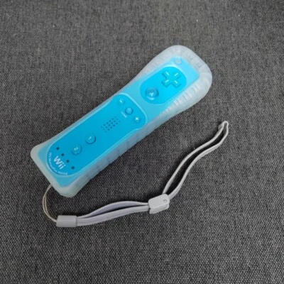 Genuine Nintendo Wii Motion Plus Remote Controller RVL-036 With Sleeve - Blue - Image 1 of 4