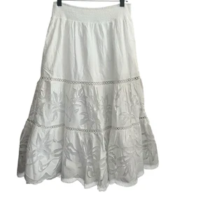 Chicos Poplin Pull-on Maxi Skirt Womens Chicos 1 U.S Size 8 Medium White - Picture 1 of 13