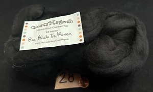Needle Felting Natural MERINO Wool Top Roving: BLACK TIE RAVEN - 8 Ounces - Picture 1 of 3