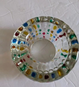 Vintage Glass candle holder With Polka Dots - Picture 1 of 7