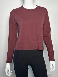 Lululemon Burgundy Long Sleeve Crop Top Size 4 - Picture 1 of 3