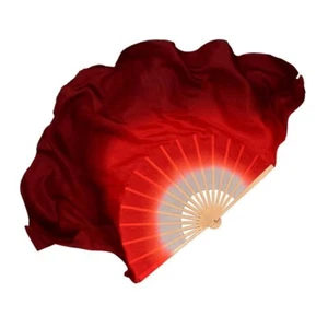 Ventilador de mano plegable largo accesorios de baile chino interpretación de bambú de seda sintética - Imagen 1 de 9