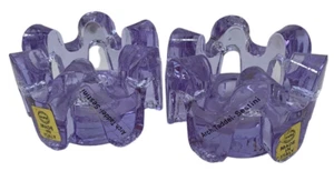 Pair Thick Glass Candle Holders Purple by Arch Taddei-Sestini Made in Italy - Picture 1 of 12