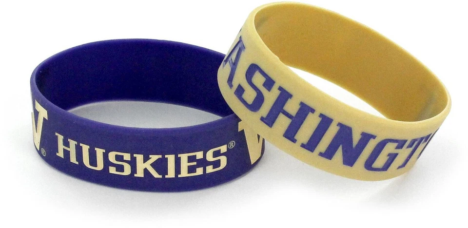WASHINGTON HUSKIES - SILICONE BRACELETS - 2 PACK - BRAND NEW - CCP-BC-207-38 - Image 1 of 1