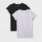 Girls' 2pk Core Short Sleeve Stretch T-Shirt All in Motion Lilac/Black XXL 16/18
