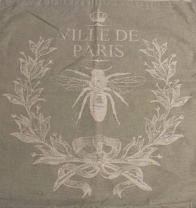 Vtg Green Ville de Paris Harlow Pillow Cover w/ Napoleonic Bee & Hidden Zipper - Picture 1 of 3