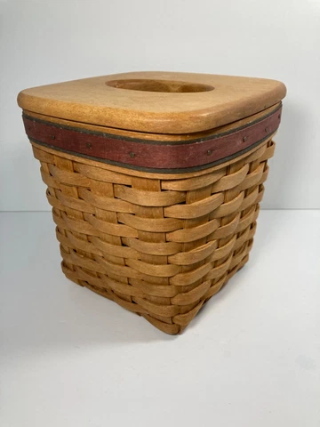 Longaberger 1994 FATHER'S DAY TISSUE BASKET w/ Liner & Paperwork NICE! Cover