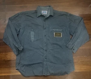 Men’s Globe Vintage Shirt Medium Long Sleeve Vintage Look Black Denim - Picture 1 of 5