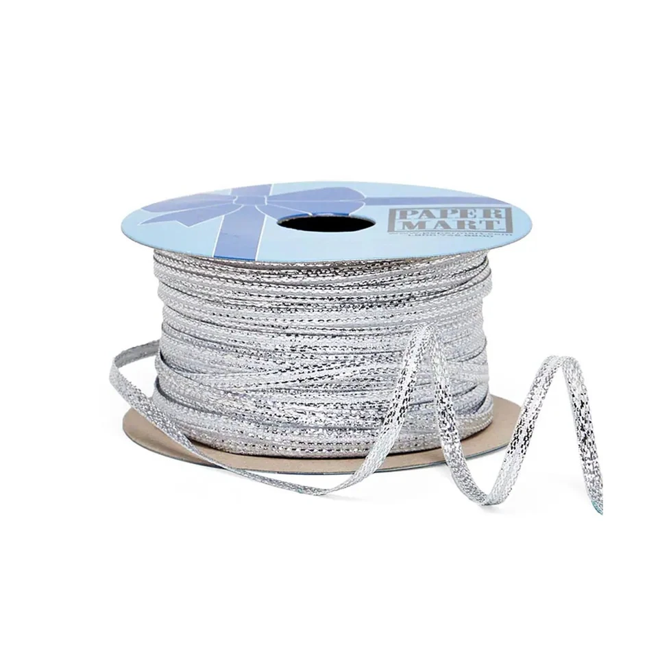 Silver Narrow Crystalized Metallic Flat String - 1/8in. x 50 Yards (pm56152313) - Image 1 of 1