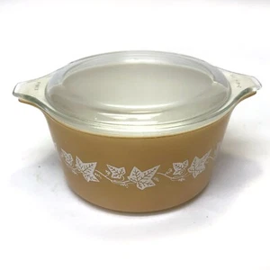 Vintage Pyrex Sandelholz 1 Quart Runde Kasserolle mit Deckel - Bild 1 von 7