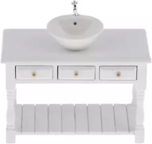 1/12 Scale Basin Sink,Mini House Bathroom Furniture Sink,Wash Basin Cabinet for - Picture 1 of 12
