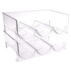 Bartender 2-Tier Wine Bottle Rack 29cm Plastic Organiser Storage Holder Clear - Picture 1 of 6