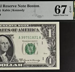 1969A $1 Federal Reserve Note - PMG 67EPQ - Second Highest Graded - Fr 1904-A - Picture 1 of 4