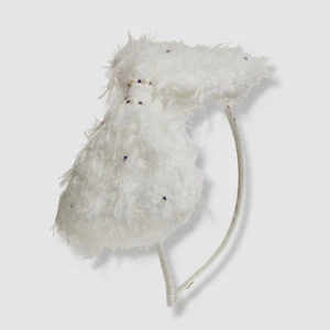 $32 Bari Lynn Kids Girls White Tinsel Bow Embellished Hair Band Headband - Picture 1 of 1