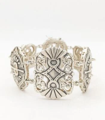 7" Silpada Storybook B2907 Fashion Bracelet 925 Sterling Silver 48.9g Safety Foto 1 de 4