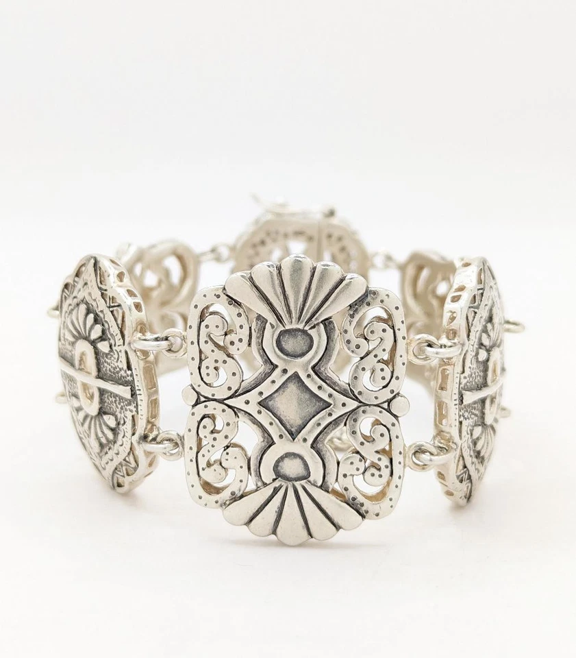 7" Silpada Storybook B2907 Fashion Bracelet 925 Sterling Silver 48.9g Safety - Image 1 of 4