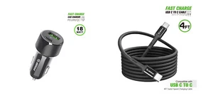 18W Car Charger PD + 4FT Braided C to C USB For Samsung Galaxy A15 5G S156V - Picture 1 of 8
